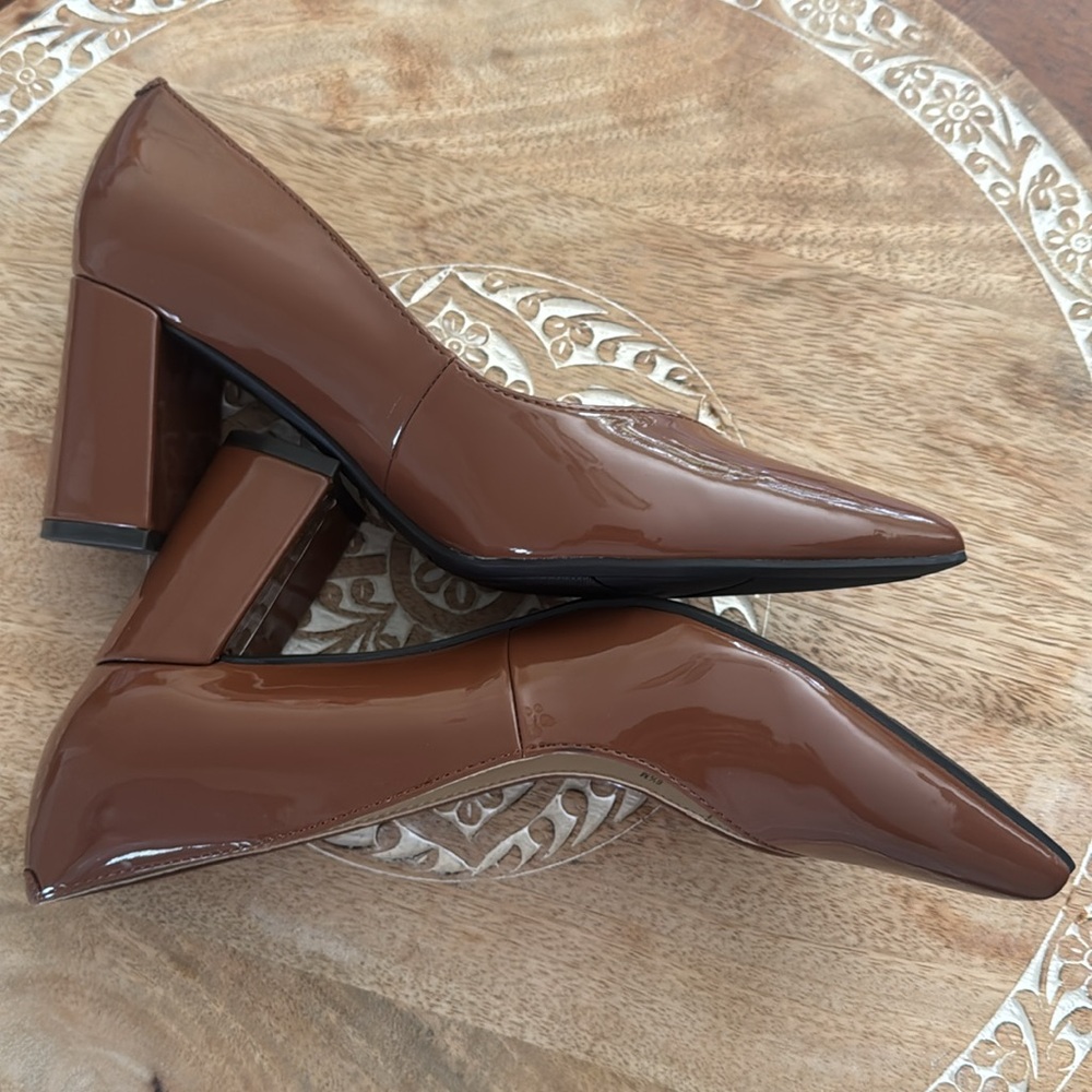 Marc Fisher Brown Patent Pointed-Toe Pumps - Picture 11 of 11